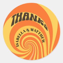 レトロ70s感謝していオレンジ結婚イエロー ラウンドシール