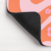 レトロ70s旋回パターンピンクとオレンジ マウスパッド (コーナー)