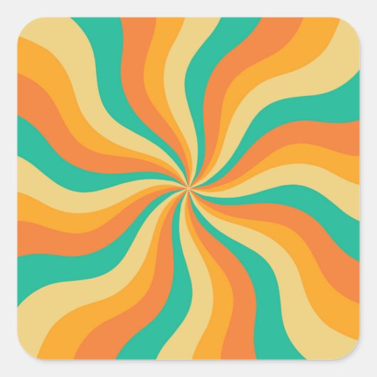 レトロ70s日が差すことの背カラフル景 スクエアシール (正面)