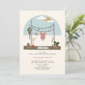 レトロ70s植物クロセスラインベビーシャワーガール 招待状 (スタンド正面)