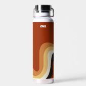 レトロ70s波型バーレーンオレンジパーソナライズされたヒッピー ウォーターボトル (背面)