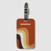 レトロ70s波形オレンジグルービーヒッピーパーソナライズされた ラゲッジタグ (正面縦)