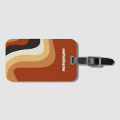レトロ70s波形オレンジグルービーヒッピーパーソナライズされた ラゲッジタグ (正面横)