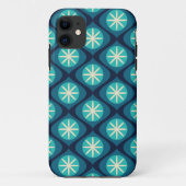 レトロ70s波状花柄 – 青 Case-Mate iPhoneケース (裏面)