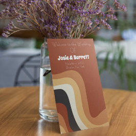 レトロ70s焼けオレンジボヘミアン結婚式 プログラム