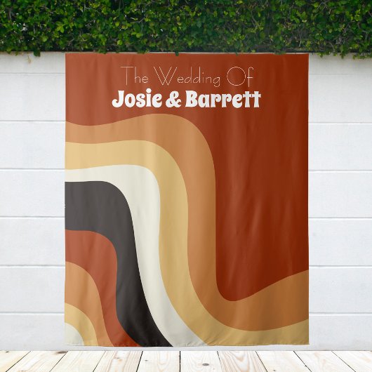 レトロ70s燃えたオレンジファンキーのフォトブ結婚ース タペストリー