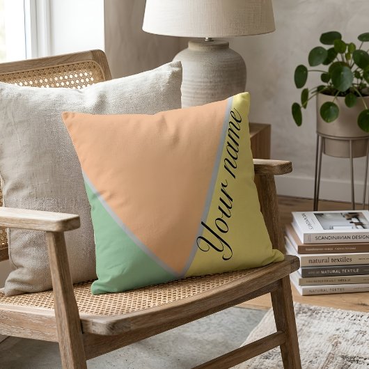 レトロ70s緑の黄色と桃のパステルカラー – ブロック クッション