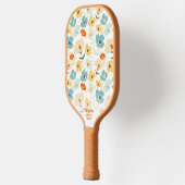 レトロ70s花柄カスタム文字名 ピックルボールラケット (左)