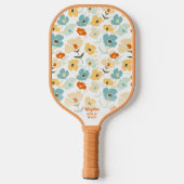 レトロ70s花柄カスタム文字名 ピックルボールラケット (裏面)