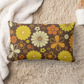 レトロ70s花柄ブラウンオレンジイエロー ランバークッション (ブランケット)
