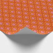 レトロ70s花柄 – オレンジ&ピンク ラッピングペーパー (角)