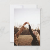 レトロ70s茶色の幾何学結合2枚の写真結婚の数 セーブザデート (裏面)