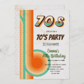 レトロ70s誕生日テーマ招待状 招待状 (正面/裏面)