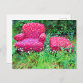 レトロ70s赤い丸放棄チェアセット ポストカード (正面/裏面)