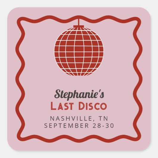 レトロ70s赤とピンク最後のディスコバチェロレッテ スクエアシール (正面)