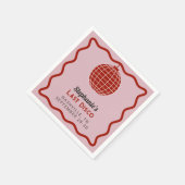 レトロ70s赤とピンク最後のディスコバチェロレッテ スタンダードカクテルナプキン (角)