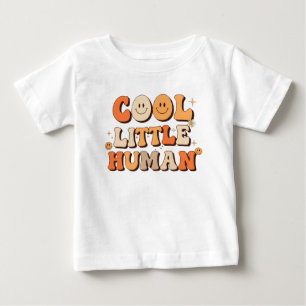 レトロ70's「かっこいい小さな人」スマイルフェイス グルービー ベビーTシャツ