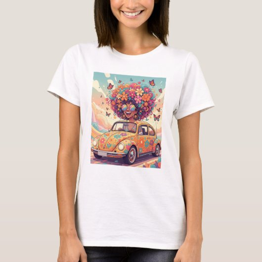 レトロ70s グルービー フラワーパワー tシャツ (正面)