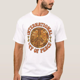 レトロ70s サイケデリック ピースサイン 国際デー tシャツ