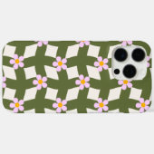 レトロ70s セージグリーン 幾何学フラワーパターン Case-Mate iPhoneケース (裏面 (横))