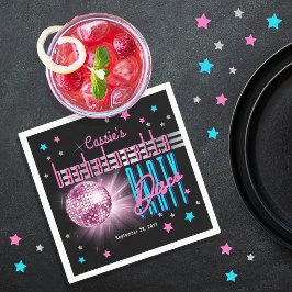 レトロ70's ネオンディスコボール独身最後の夜会 スタンダードカクテルナプキン