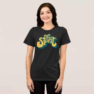 レトロ70's フリースピリット - グルービーなタイポグラフィ トライブレンドTシャツ