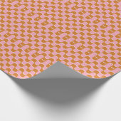 レトロ70s:金ゴールド – ピンク波状パターン。 ラッピングペーパー (角)