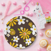 レトロ70s 60sの花模様スタイル紙パーティー ペーパープレート (パーティー)