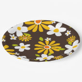 レトロ70s 60sの花模様スタイル紙パーティー ペーパープレート (アングル)
