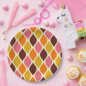 レトロ70s 60sパターンスタイル紙パーティープレート ペーパープレート (パーティー)