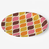 レトロ70s 60sパターンスタイル紙パーティープレート ペーパープレート (アングル)