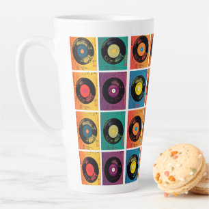 レトロ70s 60sビニールレコードアルバム カフェラテマグ