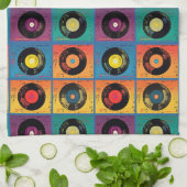 レトロ70s 60sビニールレコードアルバム キッチンタオル (折り畳み)