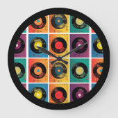 レトロ70s 60sビニールレコードアルバム ラージ壁時計 (正面)