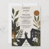 レトロ70s 80sファストボホはっきりしたコートハウス結婚ズ 招待状 (正面)