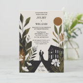 レトロ70s 80sファストボホはっきりしたコートハウス結婚ズ 招待状 (スタンド正面)