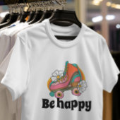 レトロ70s Be happyフローラスケート Tシャツ