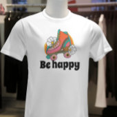 レトロ70s Be happyフローラスケート Tシャツ
