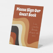 レトロ70s Boho Groovy結婚のサインOur Guest Book 台座サイン (正面)