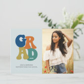 レトロ'70s Grad 2025 Groovy卒業パーティー 招待状 (スタンド正面)