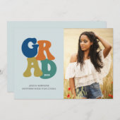 レトロ'70s Grad 2025 Groovy卒業パーティー 招待状 (正面/裏面)