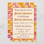 レトロ70s Groovyフローラブライダルシャワー招待 招待状 (正面/裏面)