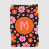 レトロ70s Groovyフローラ ゴルフタオル (正面)