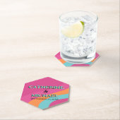 レトロ70s Groovy明るい赤紫色おもしろい結婚 ペーパーコースター (インサイチュ)