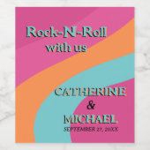 レトロ70s Groovy明るい赤紫色おもしろい結婚 ワインラベル (シングルラベル)