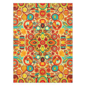 レトロ70s Groovy秋秋の要素パターン テーブルクロス (正面)