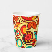 レトロ70s Groovy秋秋の要素パターン 紙コップ (右)