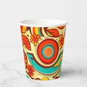 レトロ70s Groovy秋秋の要素パターン 紙コップ (正面)
