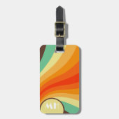 レトロ70s Groovy ストライプMonogram ラゲッジタグ (正面縦)