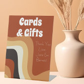 レトロ70s Groovy Bohoウェディングカードとギフト 台座サイン